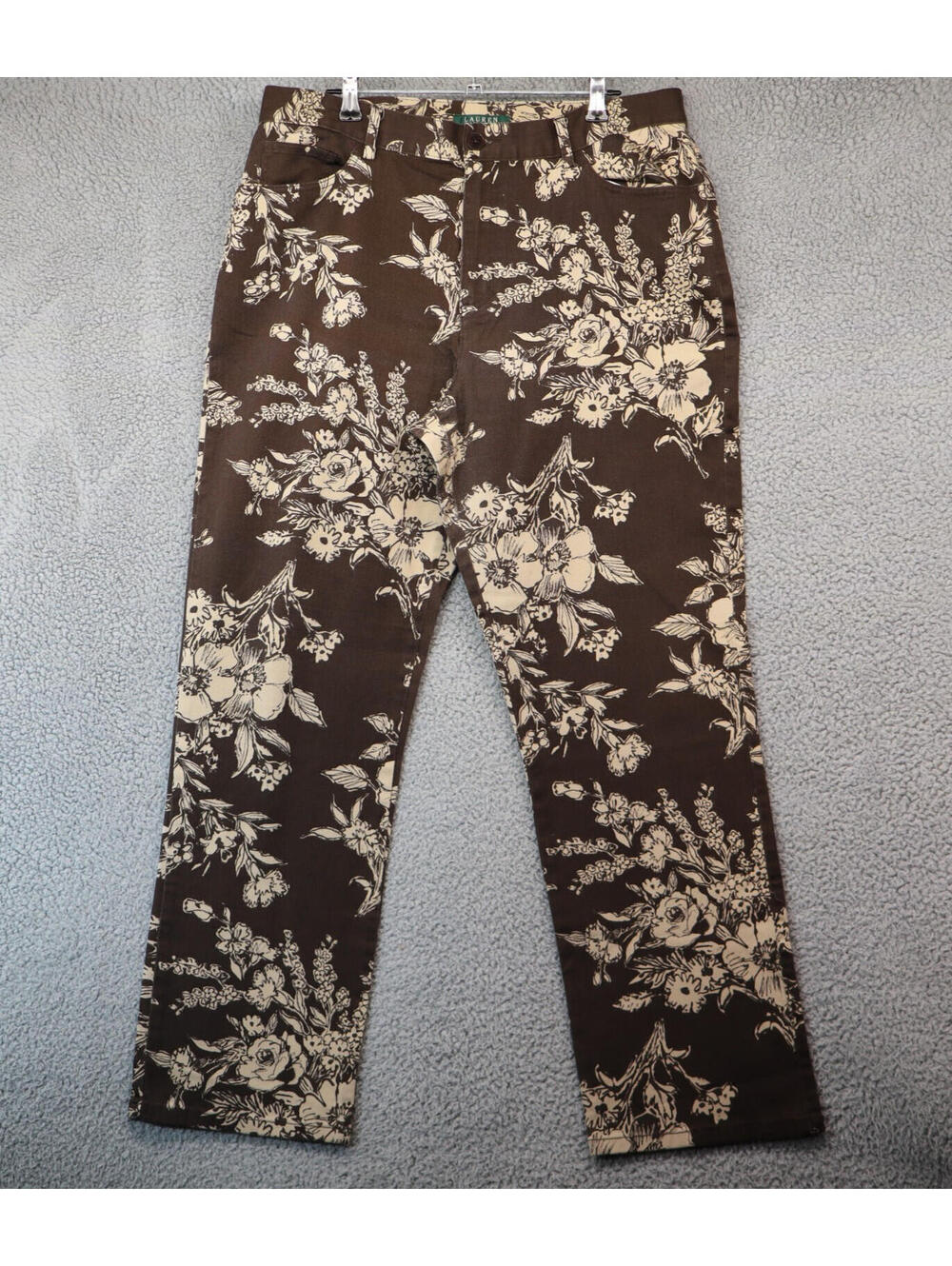 Lauren Ralph Lauren Floral Pants Women sz 12 Roses High Rise